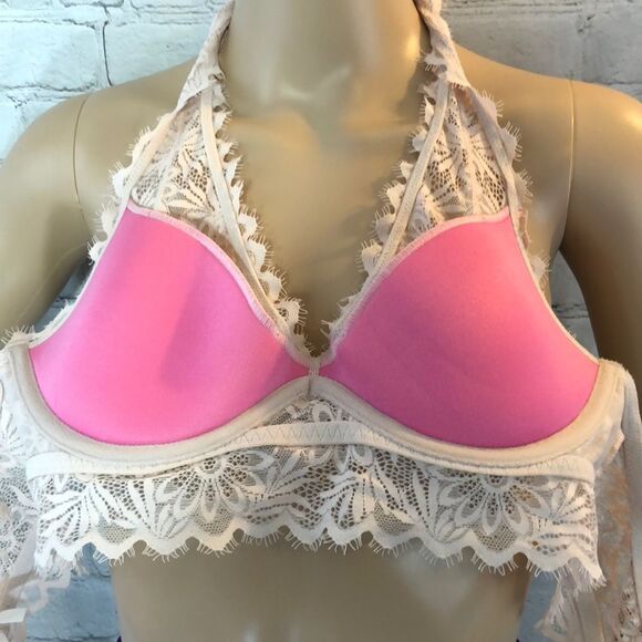 PINK Victoria's Secret Lightly Lined Bralette Pink Floral Small S - Picture 10 of 14